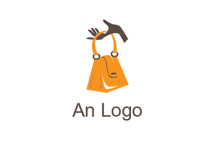 hand holding handbag logo