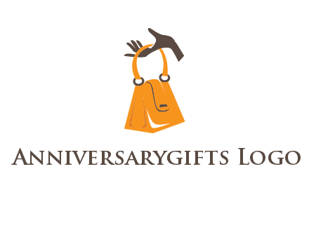 hand holding handbag logo
