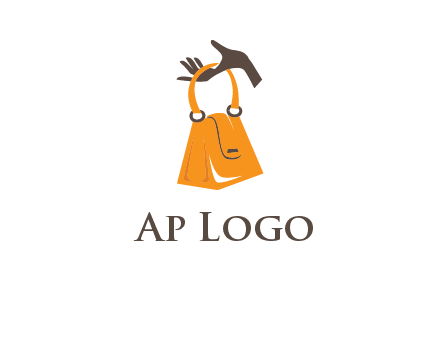 hand holding handbag logo
