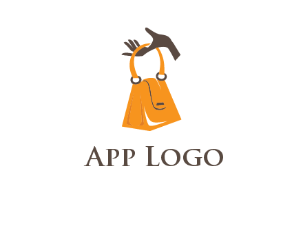 hand holding handbag logo