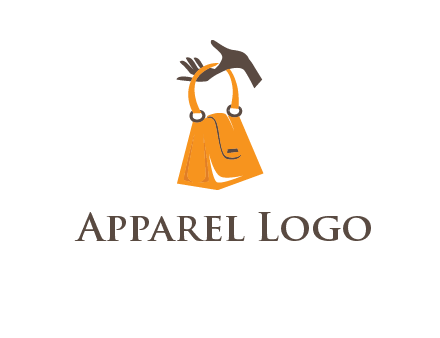 hand holding handbag logo