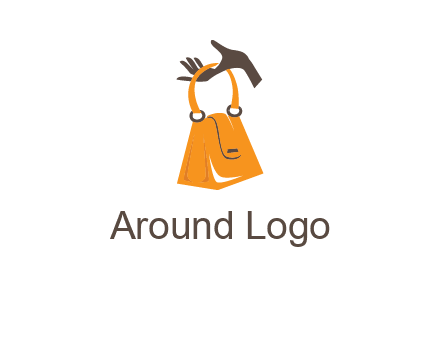 hand holding handbag logo