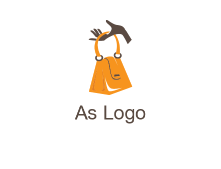 hand holding handbag logo