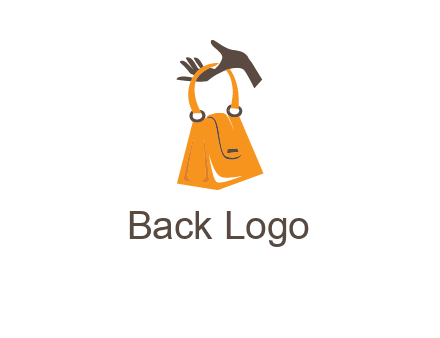 hand holding handbag logo