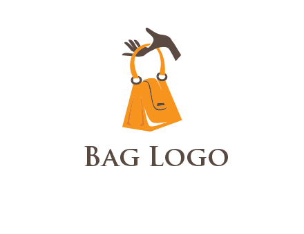 hand holding handbag logo