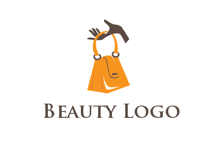hand holding handbag logo