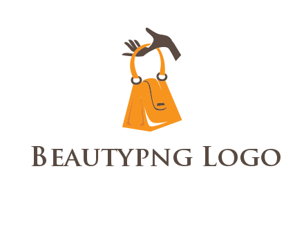 hand holding handbag logo