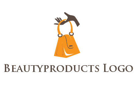 hand holding handbag logo