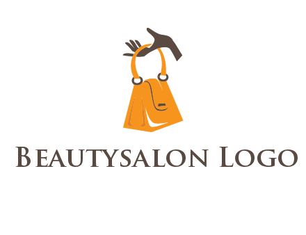hand holding handbag logo
