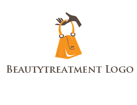 hand holding handbag logo