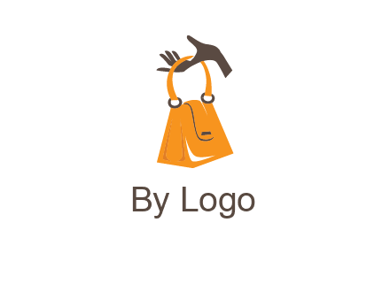hand holding handbag logo
