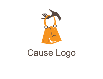 hand holding handbag logo
