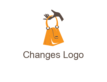 hand holding handbag logo