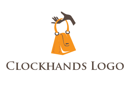 hand holding handbag logo