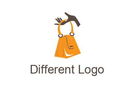 hand holding handbag logo