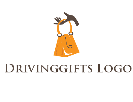 hand holding handbag logo