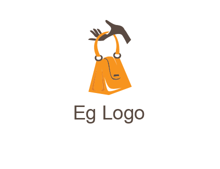hand holding handbag logo