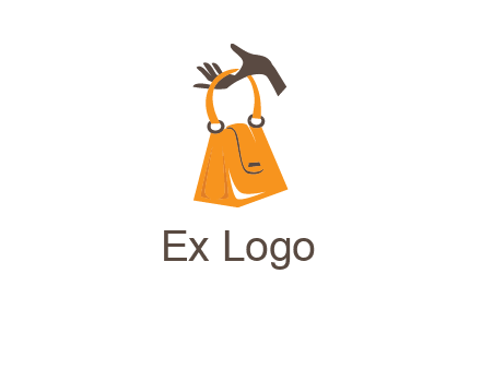 hand holding handbag logo
