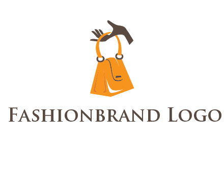hand holding handbag logo