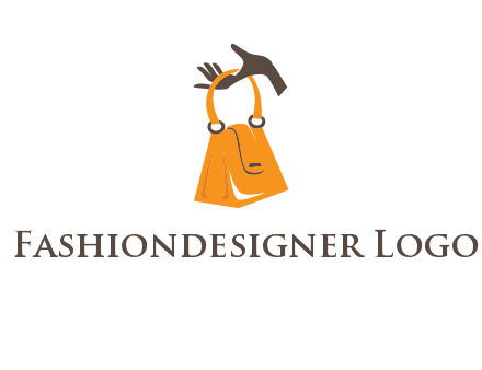 hand holding handbag logo