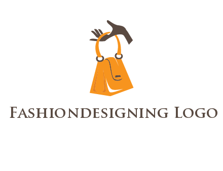 hand holding handbag logo