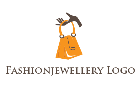 hand holding handbag logo