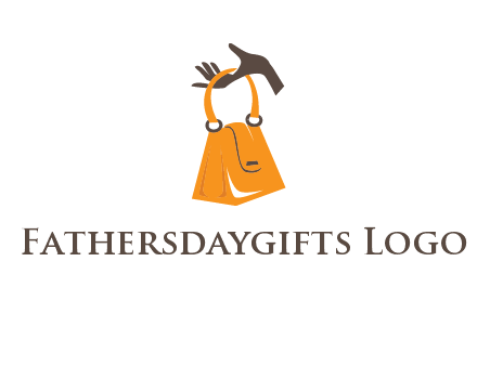 hand holding handbag logo