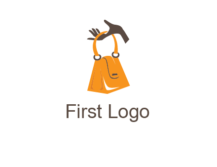 hand holding handbag logo