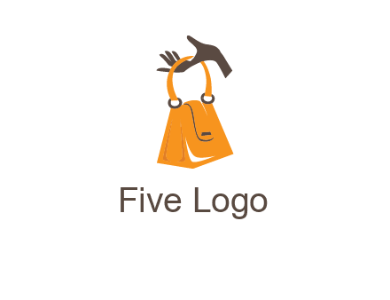 hand holding handbag logo