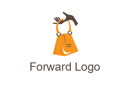 hand holding handbag logo