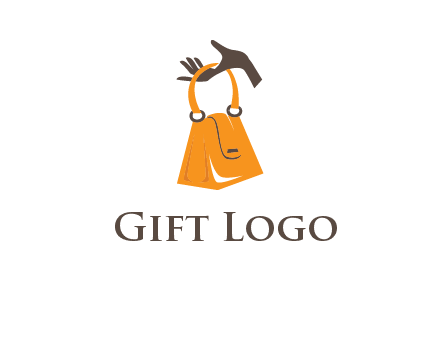 hand holding handbag logo