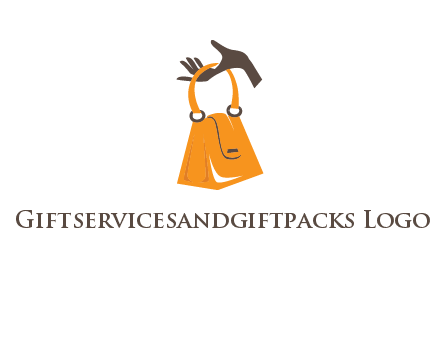 hand holding handbag logo