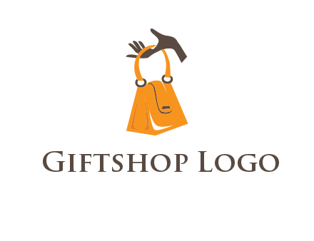 hand holding handbag logo