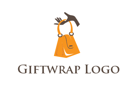 hand holding handbag logo