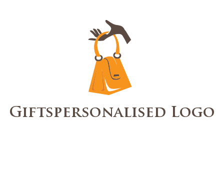 hand holding handbag logo