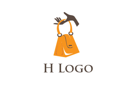 hand holding handbag logo