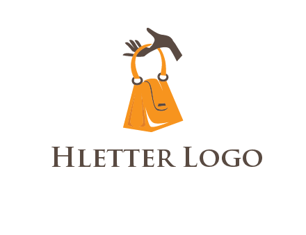 hand holding handbag logo