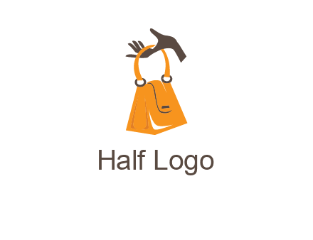 hand holding handbag logo