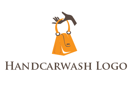 hand holding handbag logo