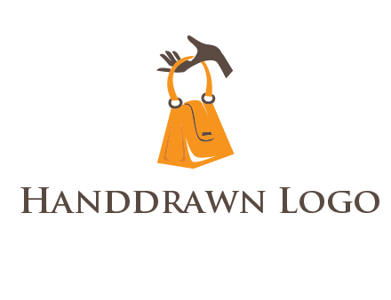 hand holding handbag logo