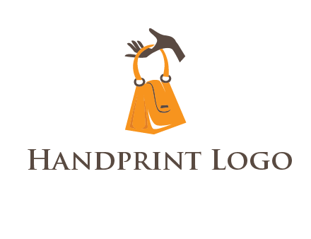 hand holding handbag logo
