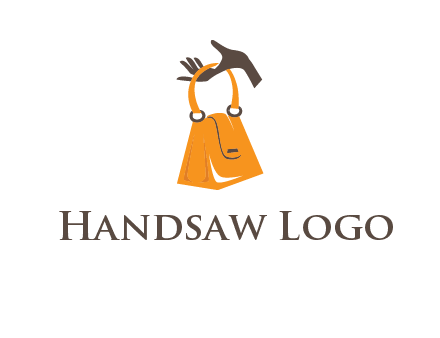 hand holding handbag logo
