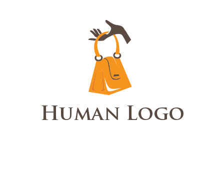 hand holding handbag logo