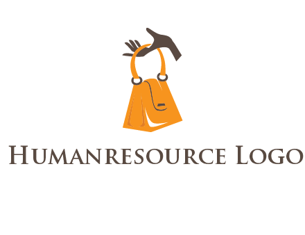 hand holding handbag logo
