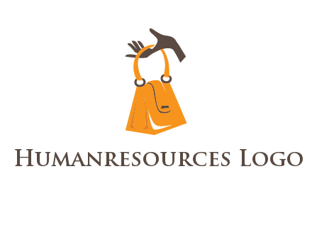 hand holding handbag logo