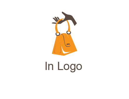 hand holding handbag logo