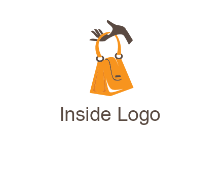 hand holding handbag logo