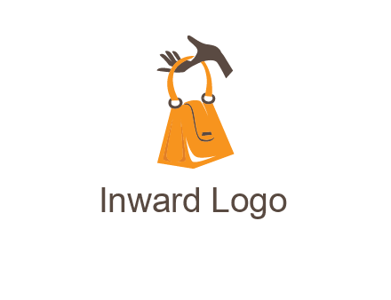 hand holding handbag logo