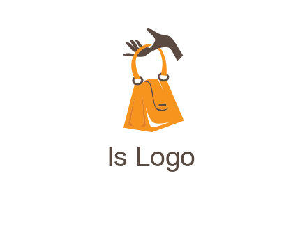 hand holding handbag logo