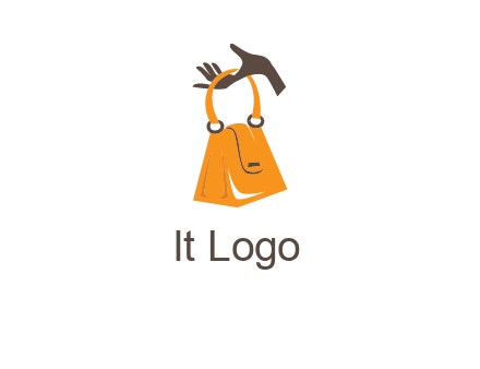 hand holding handbag logo